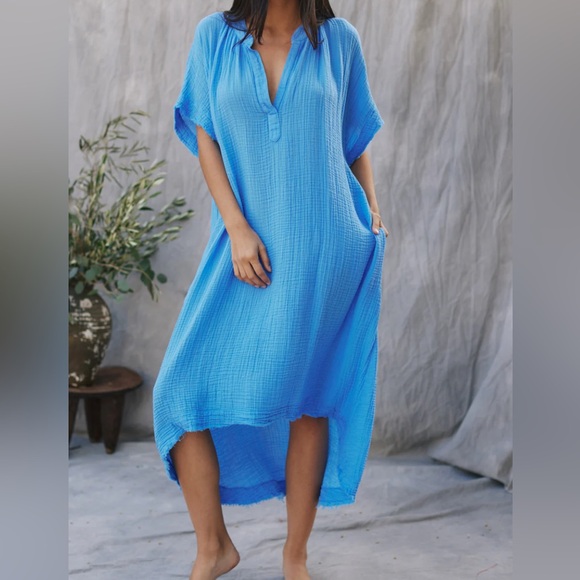 9Seed Vibrant Blue Kaftan Dress, EUC, one size. - Picture 1 of 3